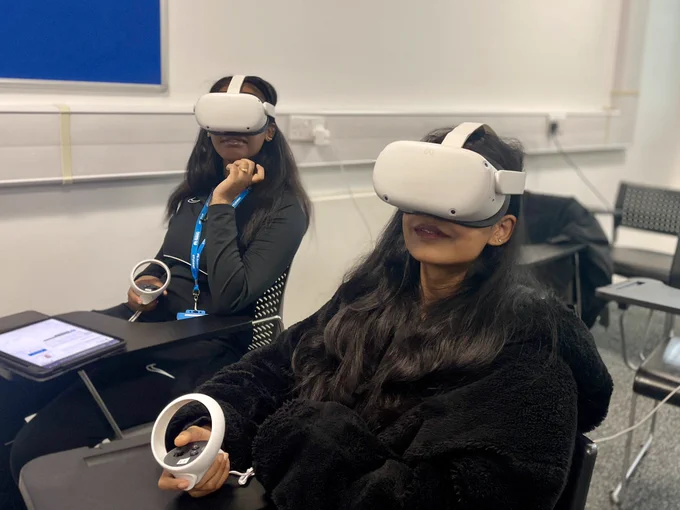 Mental Health Students using VR to assess and care for a patient in crisis
