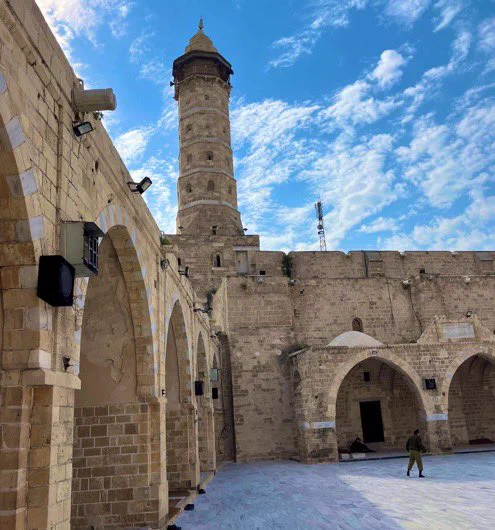 Partial view of the courtyard of the great Omari Mosque in Gaza, Palestine.