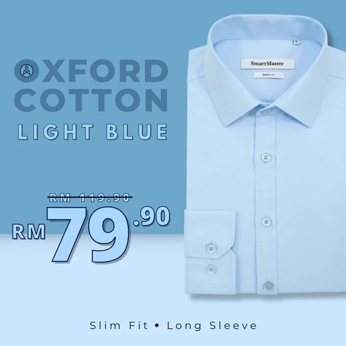 SmartMaster Oxford Cotton Slim Fit Shirt (Light Blue)