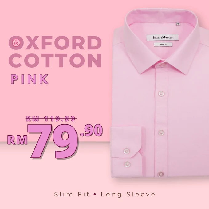 SmartMaster Oxford Cotton Slim Fit Shirt (Light Pink)