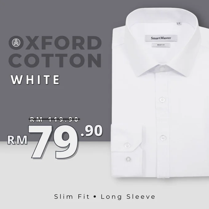 SmartMaster Oxford Cotton Slim Fit Shirt (White)