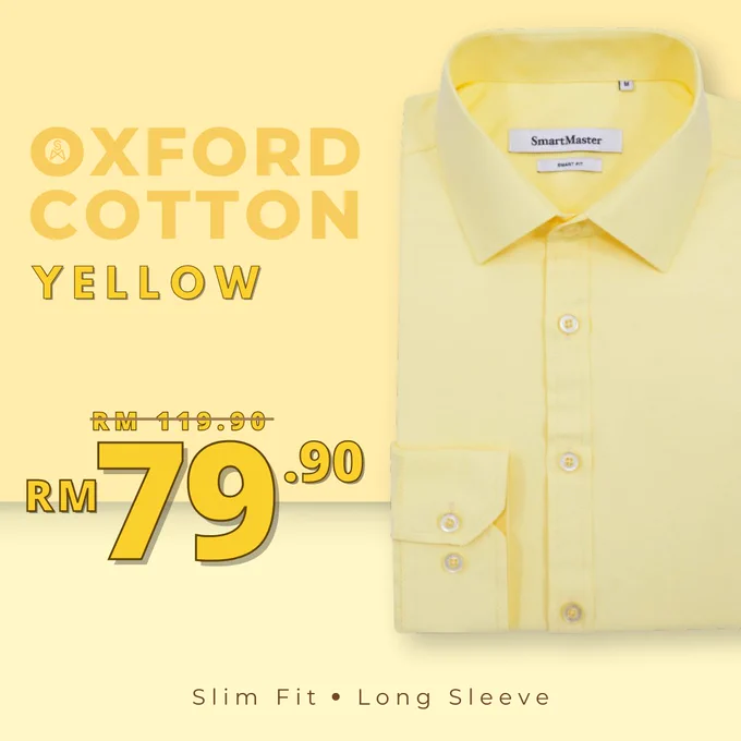 SmartMaster Oxford Cotton Slim Fit Shirt (Light Yellow)