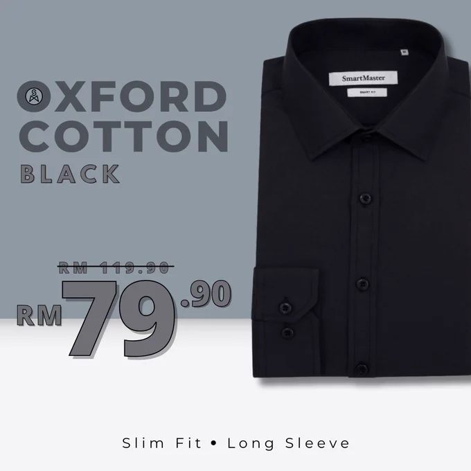 SmartMaster Oxford Cotton Slim Fit Shirt (Black)