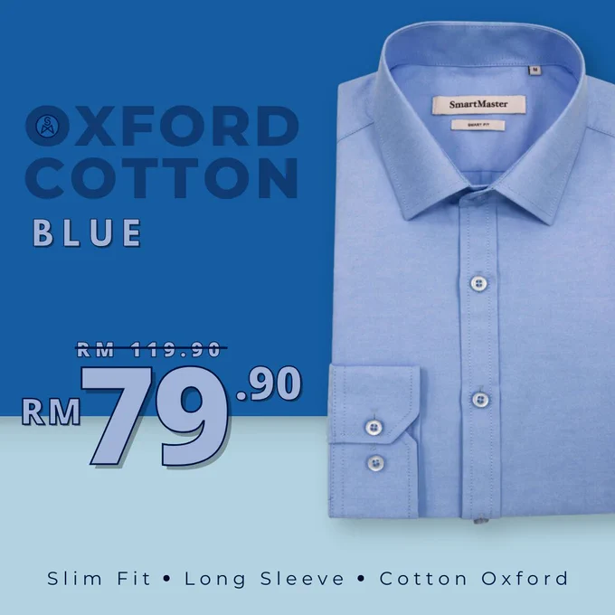 SmartMaster Oxford Cotton Slim Fit Shirt (Blue)