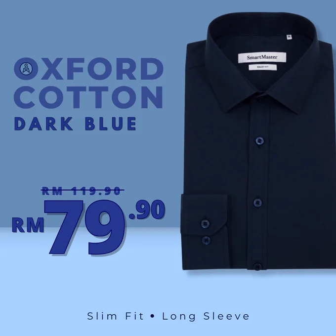 SmartMaster Oxford Cotton Slim Fit Shirt (Dark Blue)