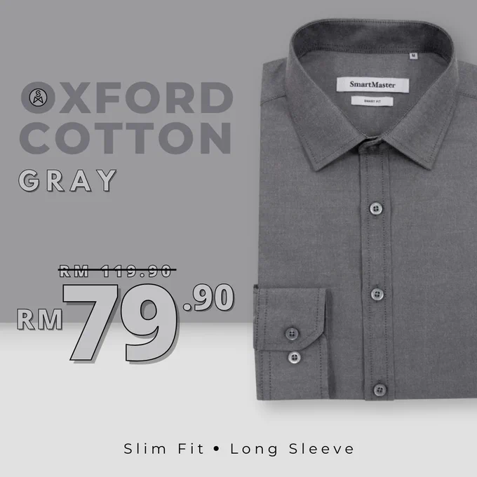 SmartMaster Oxford Cotton Slim Fit Shirt (Gray)