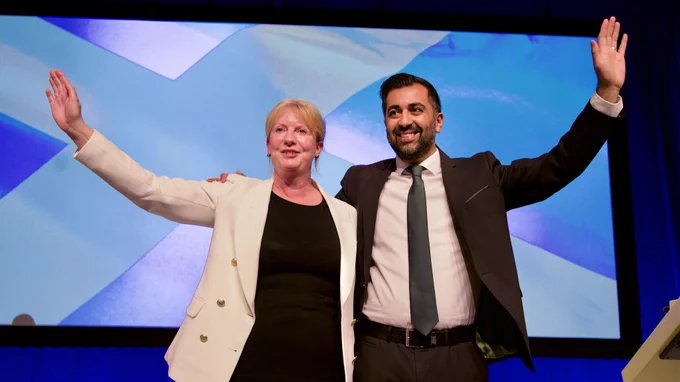SNP leader and First Minister Humza Yousaf with Deputy First Minister Shona Robison.