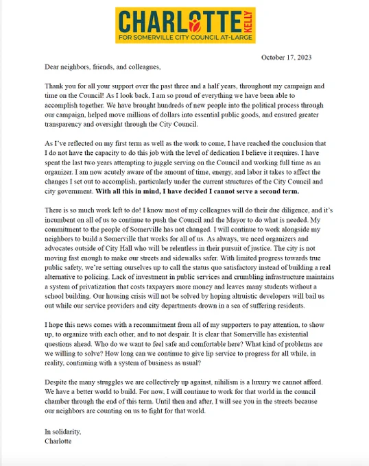 I am so proud of everything we have been able to accomplish together! I have decided I cannot serve a second term. 

Please see the thread for the full text of my statement. 