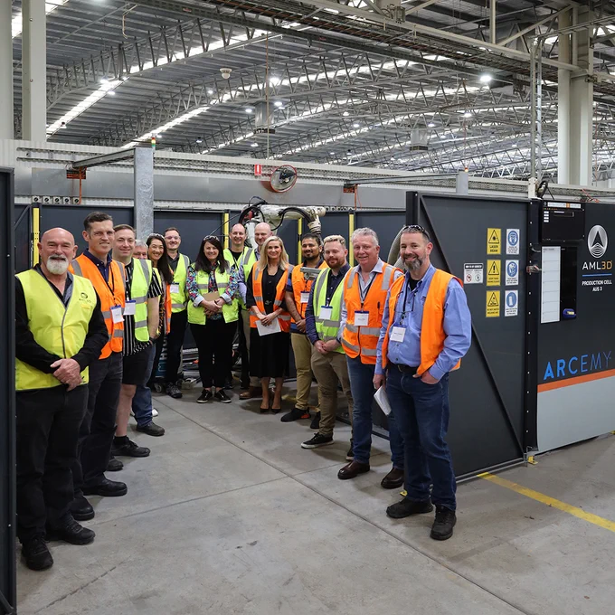 A cohort of businesses from Tasmania as a part of the Tasmanian Insights to Excellence touring AML3D's technology centre.