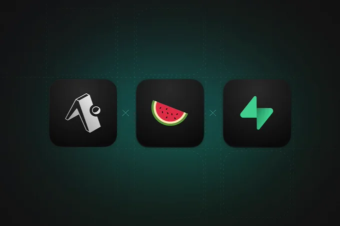 Expo, Watermelondb, and Supabase logos.