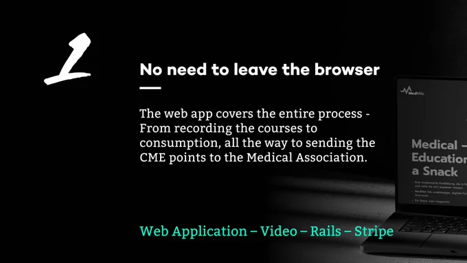 1. No need to leave the browser
The web app covers the entire process - From recording the courses to consumption, all the way to sending the CME points to the Medical Association.