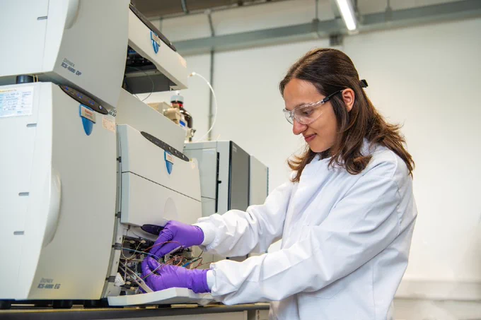 Scientist working in lab