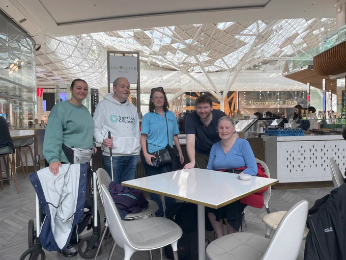 From left to right: SW London SLC members Nikki, Vicky, and Mary, pictured with Liam, SLC coordinator for London, and Ethan, Director of External Services at WayMap
