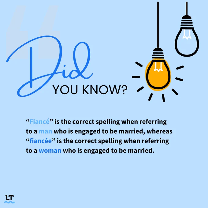 Fiancé: engaged man & fiancée: engaged woman