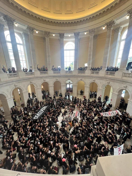 An action at the Capitol demanding a ceasefire