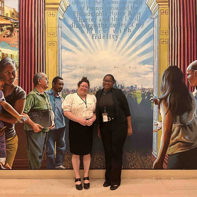 Cameryn Allen (right) poses with her supervisor at the Philadelphia District Attorney's Office this summer during her internship.