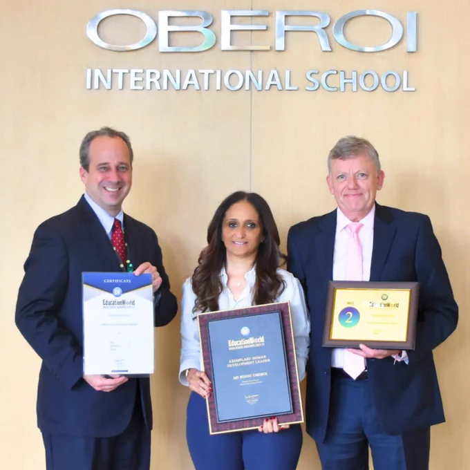 We're absolutely thrilled to share that we have ranked #2 in India, #2 in Maharashtra and #2 in Mumbai in the EducationWorld India School Rankings 2023-24. But the accolades don't stop there! Our Board Chair, Ms. Bindu Oberoi, has been awarded as an Exemplary Human Development Leader. 
Our Board Advisor, Ms. Aashita Mehra received the awards on behalf of OIS at the ceremony held in Delhi last week.
Congratulations to our dedicated staff, talented students and supportive parents who make these achievements possible!

#OberoiInternationalSchool #EducationExcellence #LeadershipAwards #OISOGC #OISJVLR #CelebratingSuccess