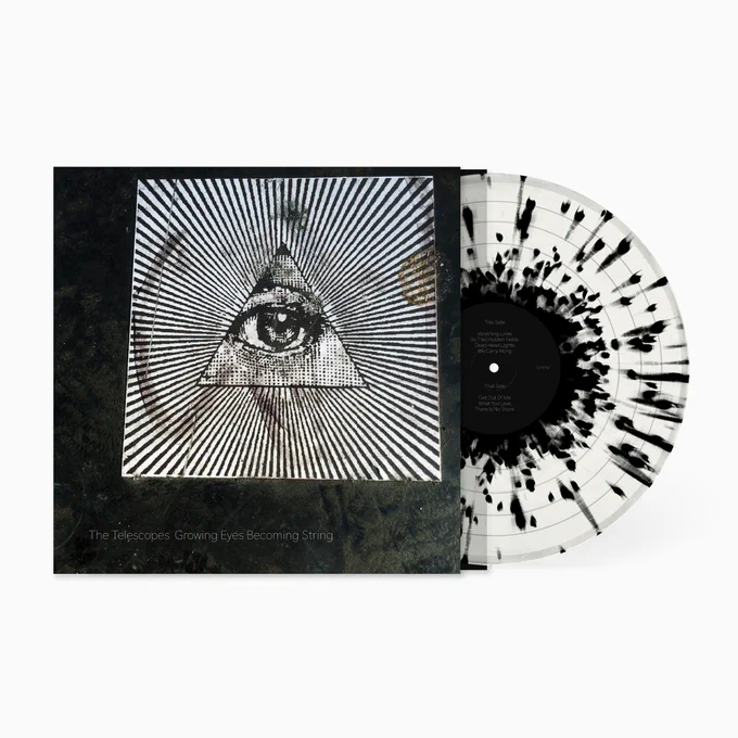 Black Splatter LP - Exclusive to Bandcamp and the Fuzz Club store, limited to 350 hand-numbered copies.  180g vinyl with printed inner-sleeve and download card:  https://thetelescopes.bandcamp.com/album/growing-eyes-becoming-string
