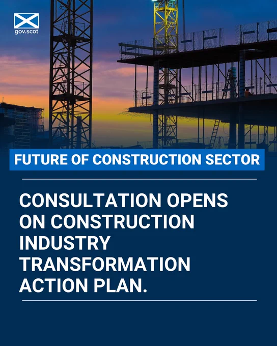 Graphic with wording: Consultation opens on construction industry transformation action plan.