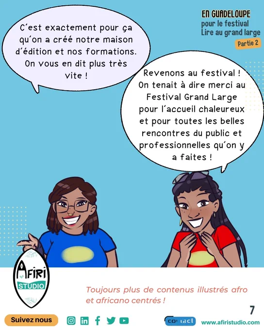 Reine: C'est exactement pour ça qu'on a créé notre maison d'édition et nos formations. On vous en dit plus très vite !

Carine: Revenons au festival! On tenait à dire merci au Festival Grand Large pour l'accueil chaleureux et pour toutes les belles rencontres du public et professionnelles qu'on y a faites!