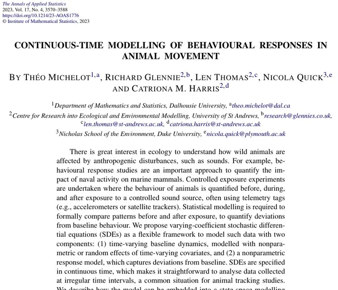 Screenshot of title page for the paper published in Annals of Applied Statistics.