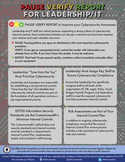 A "Pause Verify Report For Leadership/IT" graphic, available at https://www.macomptroller.org/wp-content/uploads/infograph_pause-verify-report_5.pdf 