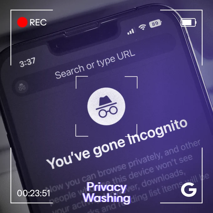 An image of Google's Incognito browser with a camera over it.