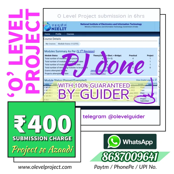O Level Project Submission for direct and Institute candidate by Guider (MCA) ₹400 with 100% guaranteed. (O level offer for group members)

O Level project kaise submit kare | How to submit O Level Project Online direct & institute | O Level project submission | O Level project guide  | O Level project for direct candidate | O Level project kaise banaye | O Level project for institute candidate  | O Level project | O Level project online submission  | O Level project topics | O Level project file | O Level project submit kaise dekhe | how to submit O Level project online | O Level project fees | O Level project submit | O Level project submission fees | O Level project submission by guider | Nielit O Level project 2023 | Computer science project | O Level Html Project | O Level Python Project