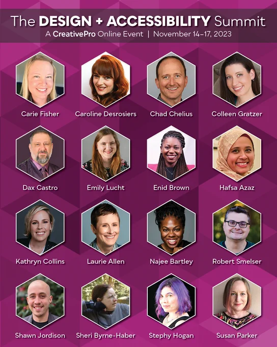 The Design   Accessibility Summit, a CreativePro Online Event
November 14–17, 2023
