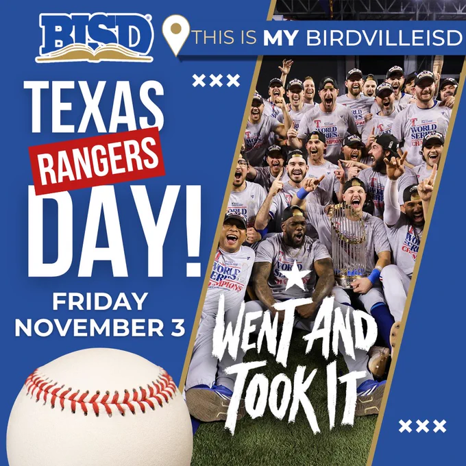 Texas Rangers Day Friday November 3
