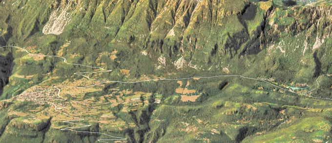 Maps...Alpine valley panorama