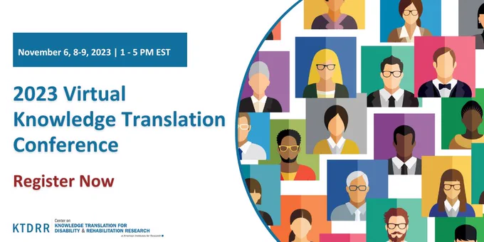 Alt Text: Promotional banner for the 2023 Virtual Knowledge Translation Conference on November 6, 8-9, 2023, 1-5 PM EST.