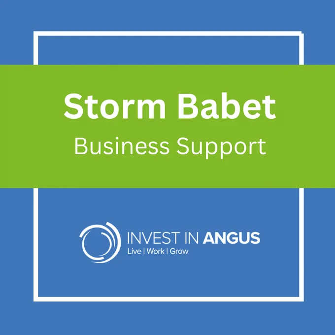 Storm Babet business support graphic from Invest in Angus