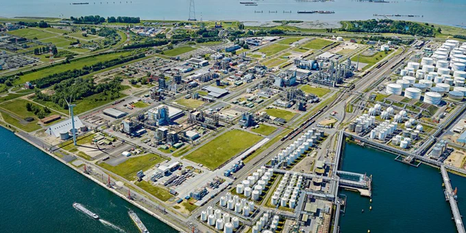 View of the Evonik site in Antwerp.