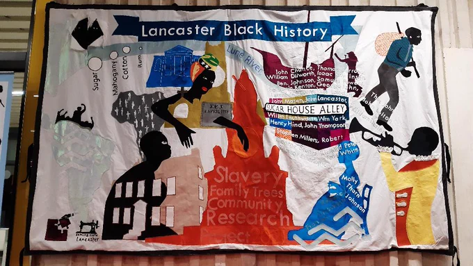 banner image showing a slavery banner in Lancaster university library