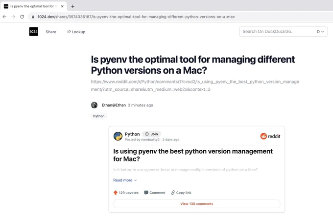 1024.dev.
Reddit post embedding