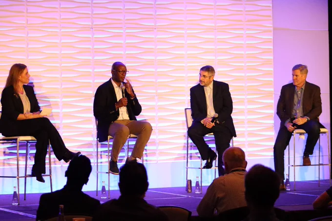 The Industrial Transformation (IX) Event Executive Panel Session on October 19, 2023, featuring LNS Research, TimkenSteel, Georgia-Pacific, and Rockwell Automation