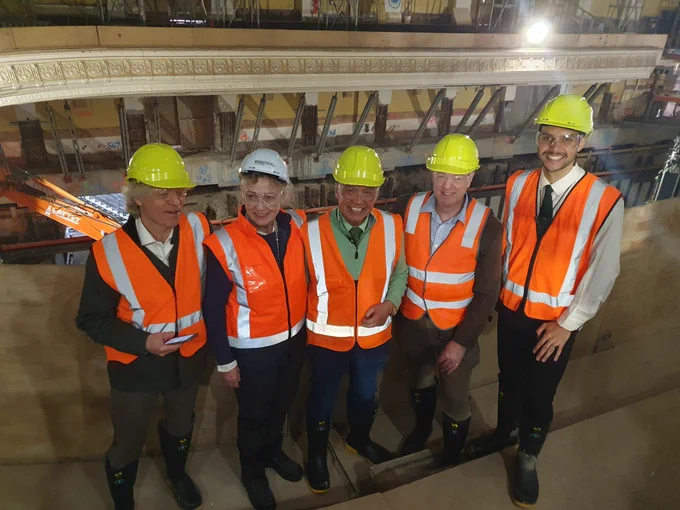 Councilors Brown, Young,  Chung,  Randle and WI Neera inside the Town Hall construction site. 