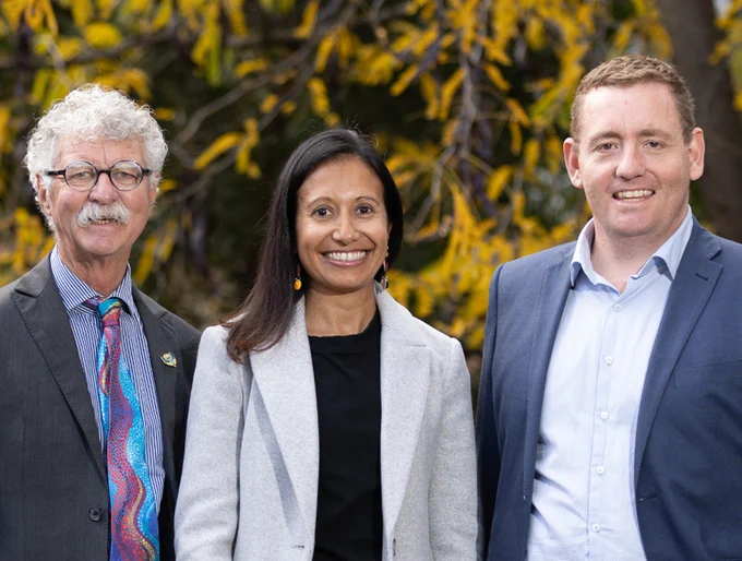 First Nations Foundation CEO Phil Usher (right) with VRGF’s RAP advisor Rod Jackson and VRGF’s director of Prevention Sharin Milner.