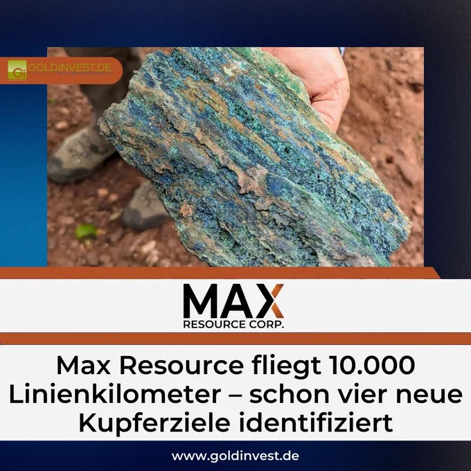 Die großräumige luftgestützte Exploration durch magnetisch-radiometrische Verfahren auf dem Kupfer-Silber-Projekt Cesar im Nordosten Kolumbiens erweist sich für Max Resource Corp. (TSX.V: MAX; OTC: MXROF; FRA: M1D2) als äußerst effektiv.

Jüngste Messungen auf 4.000 Linienkilometern auf dem AM-Bezirk im Norden des 90 km langen Cesar Gürtels haben vier neue Ziele identifiziert. Damit erhöht sich die Gesamtzahl der Ziele auf dem AM-Projekt auf 12. Der Erfolg der Messungen hat Max veranlasst, die luftgestützte Erkundung um weitere 6.000 Linienkilometer zu erweitern. Die neue Untersuchung soll alle drei Bezirke des Cesar-Projekts abdecken: AM, Conejo und URU.