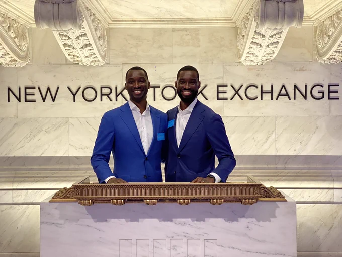 Partsimony - NYSE Trading Floor Podium, Rich Mokuolu (L), Roland Mokuolu (R)