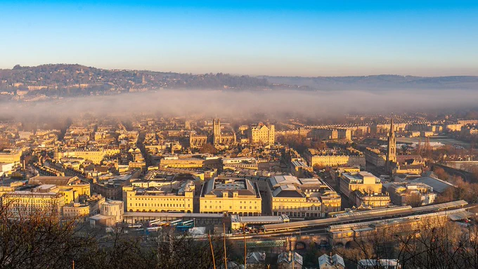 Aerial view of the city of Bath