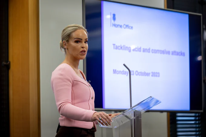 Photo of Katie Piper speaking at the event.