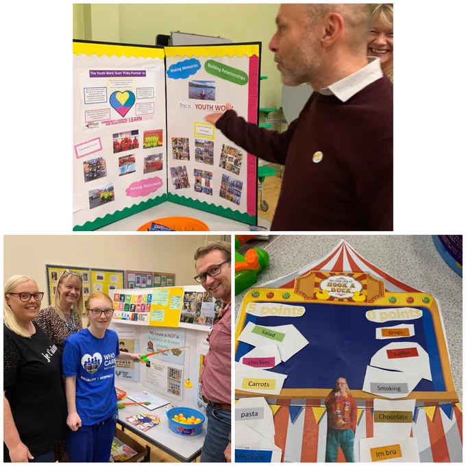 A collage of photos including people and displays for care experience week 2023