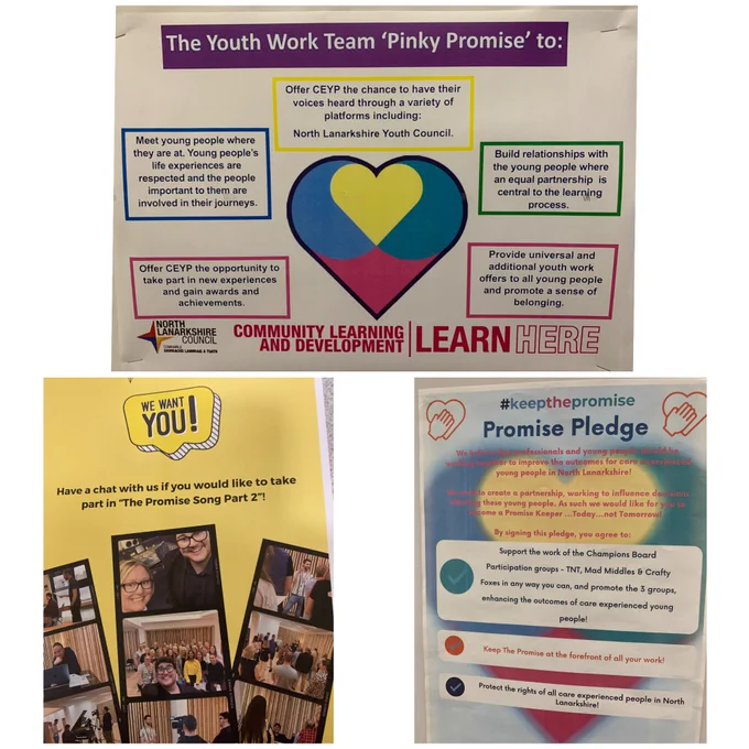 A collage of photos of displays for care experience week 2023