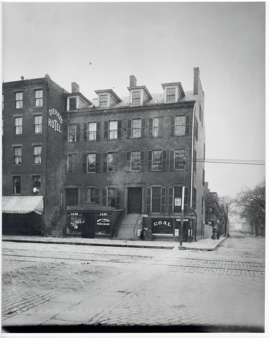 Photograph shows: Dad's Cigar Store, F.C. Warren Coal Company, Dierkes Hotel