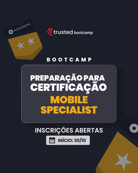 O nosso Bootcamp de Preparação para Certificação Mobile Specialist!
Garanta sua vaga, acesse: https://trusted.school/formacoes/bootcamp-mobile

#MobileDevelopment #OutSystems #outsystemspartner #CertificaçãoMobile #bootcamp #cursooutsystems