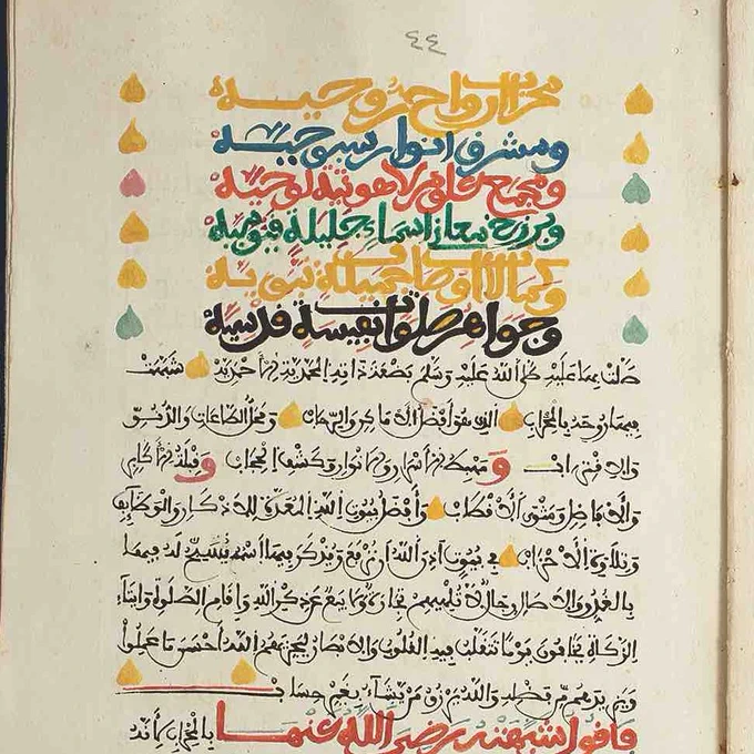 Prayers for the Prophet, written in Arabic. Part of the collection of Āl Budeiry Library.