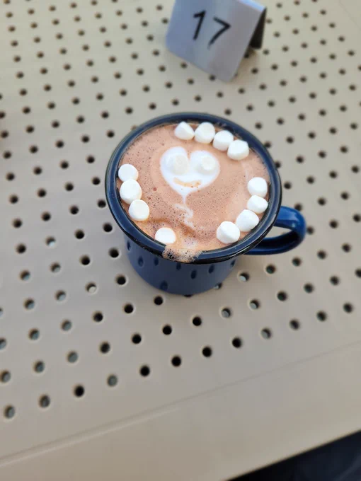 Heart with marshallows, a lovely staff member made for me on my hot chocolate 
