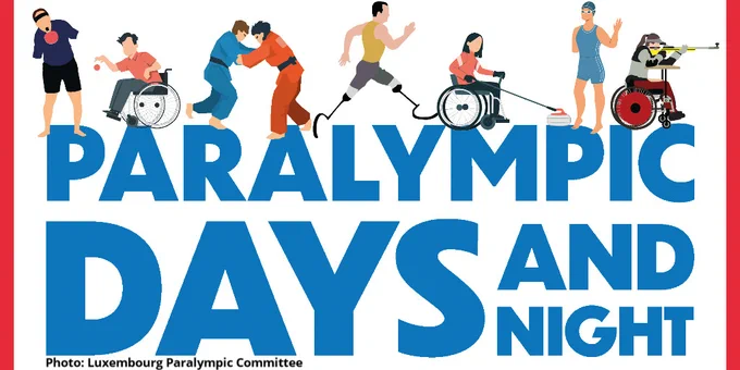 Poster for the Paralympic Days and Nights with illustrations of athletes and the title.
Affiche pour les Paralympic Days and Nights avec des illustrations de sportifs et le titre.